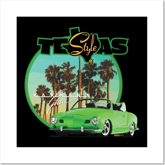 Texas-Style Karmann Ghia beach scene Green Wall Art by CamcoGraphics